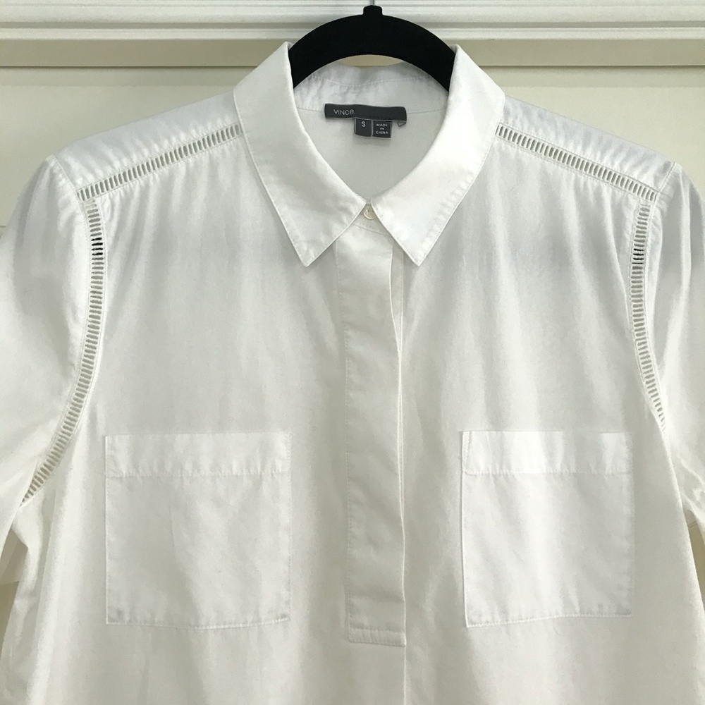 Vince Short Sleeve Cotton Blouse - S - Picture 2 of 6